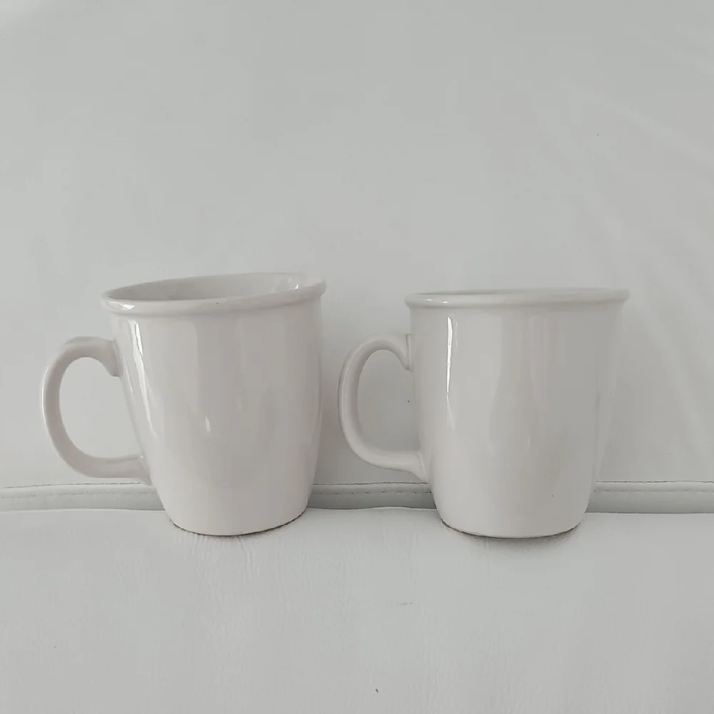 Crate&Barrel Elegant Cream Mugs